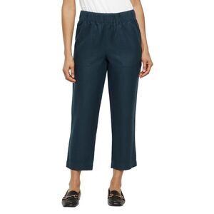 Banana Republic Women's S Seabourne Navy Tapered Crop Pull-On Linen Blend Pants